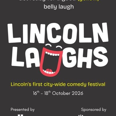 Lincoln Laughs Announcement Social Media Image (with yellow text) - For Blog Post